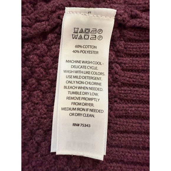 Max Studio Women's Longline Cardigan Sweater Open Front Pockets Burgundy Size XS - Picture 4 of 8